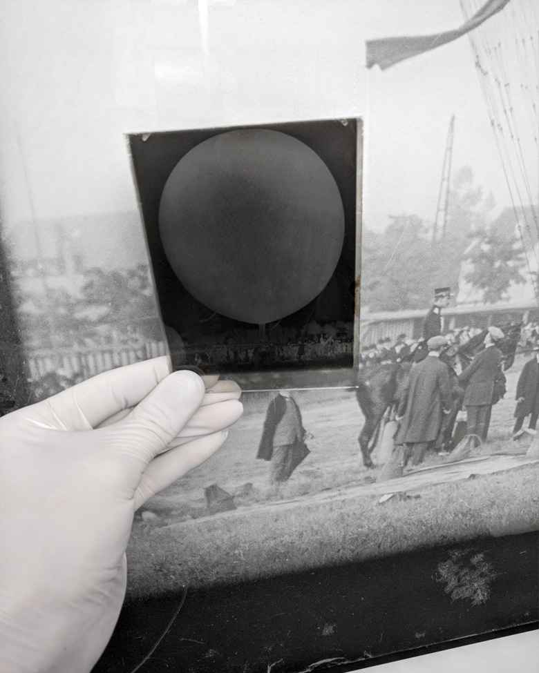 blackprint edition - Limited edition of an original antique negative on glass of a hot air balloon circa 1900