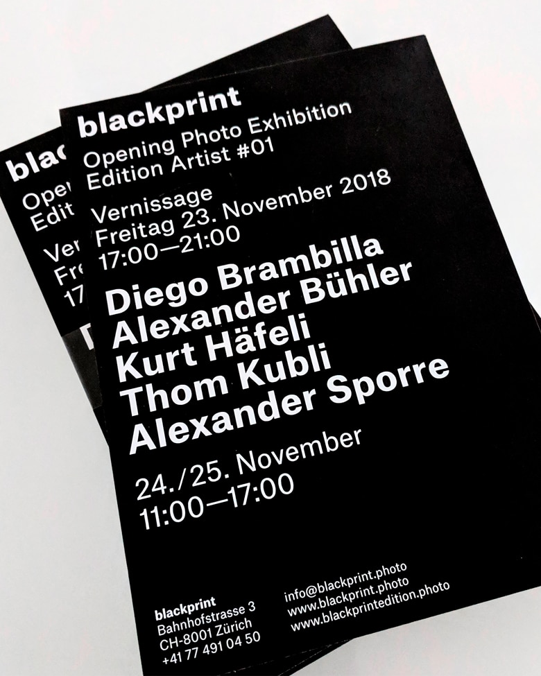 blackprint edition - artist edition N°1 flyer exhibition 2018 Zurich Bahnhofstrasse