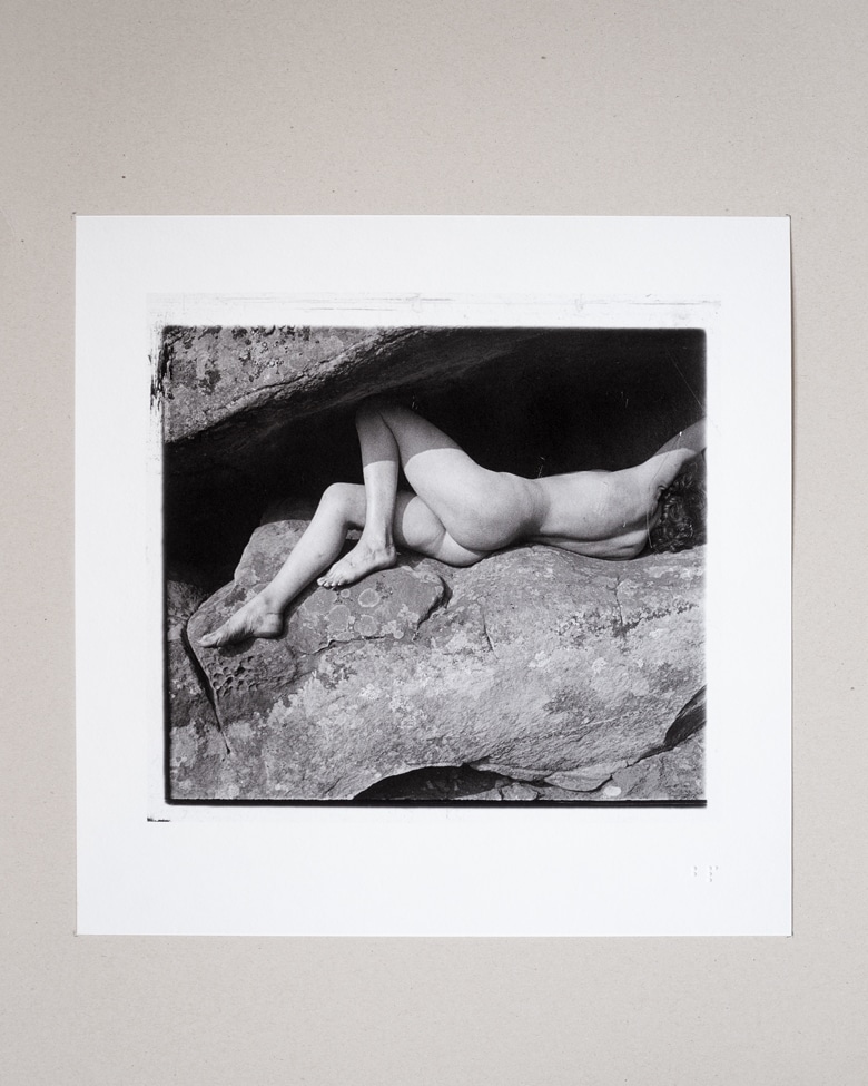 blackprint edition karo limited antique black and white photography - women nude photographs lying on a rock