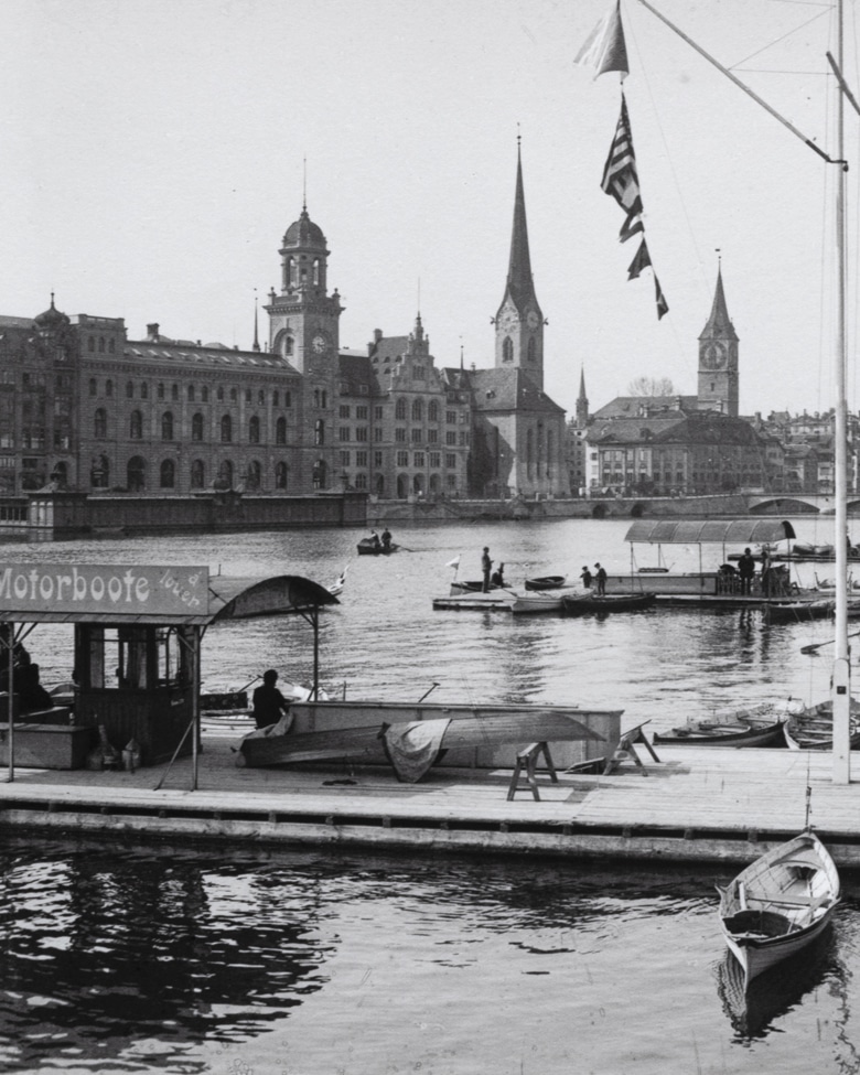 “Zürich, Quaipromenaden, Blick nach der Stadt.” detail - blackprint edition